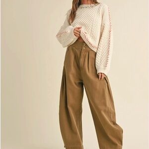 Wide Leg Women's Tan Barrel Jeans